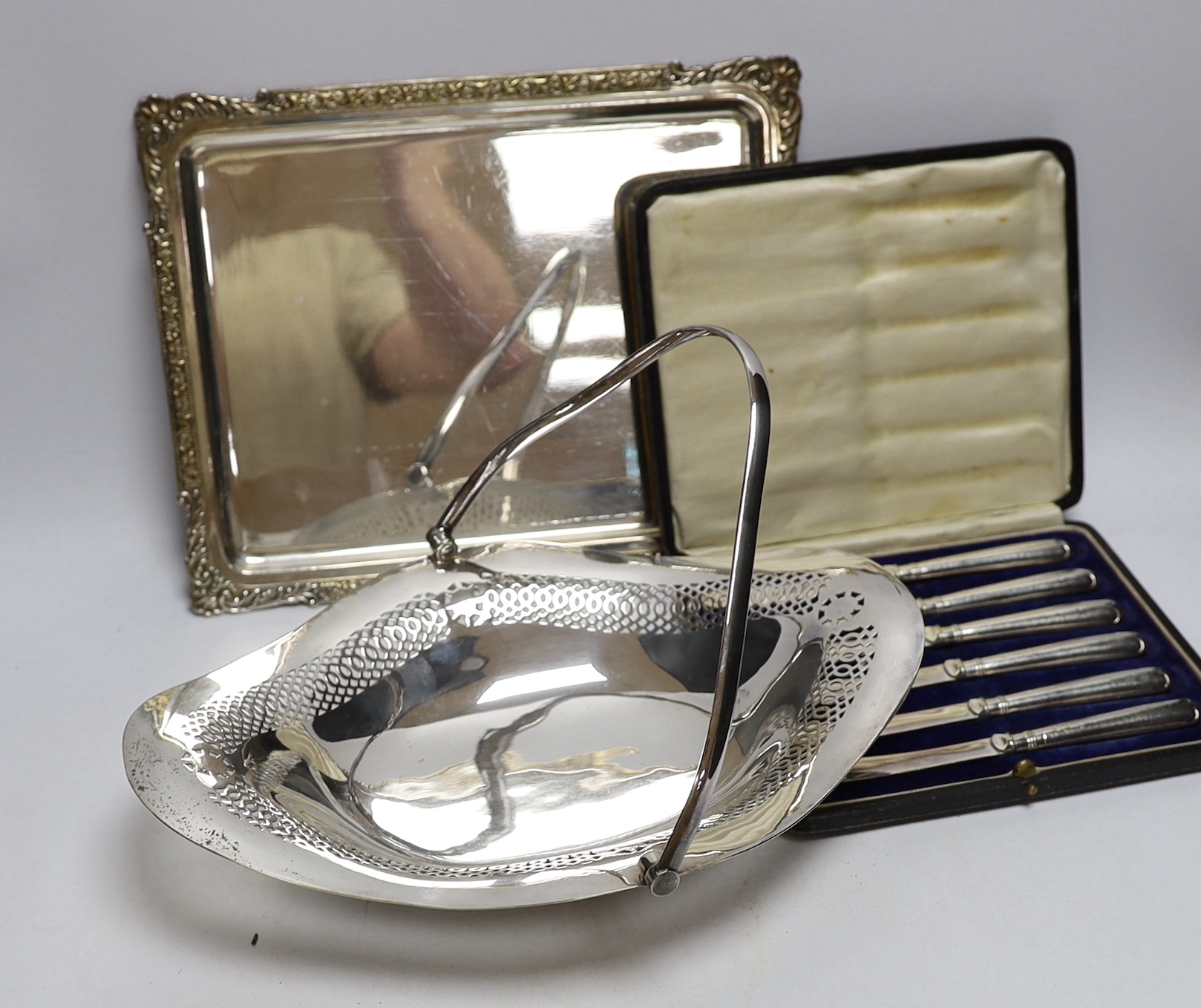 Assorted silver plated and steel flatware and other plated items